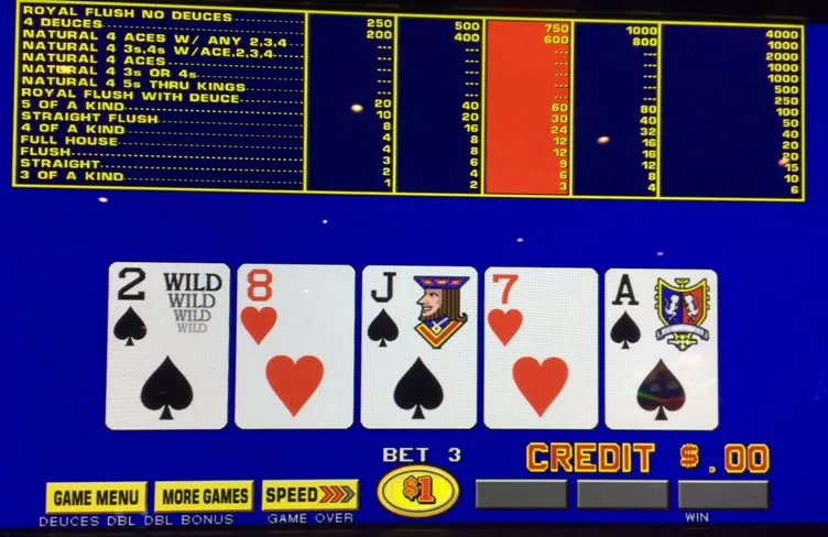 single deuce in Deuces Wild video poker